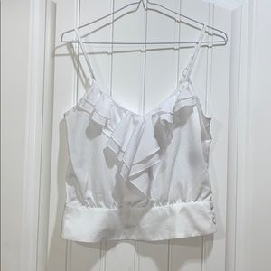 White ruffle top